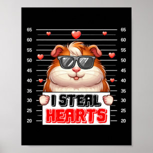 I Steal Cute Hearts Valentine Guinea Sungles H Poster