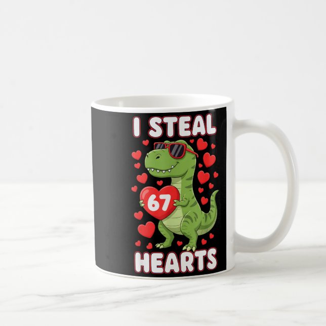 I Steal Hearts 67 Trex Kids Valentines Meme Six Se Kaffemugg (Höger)