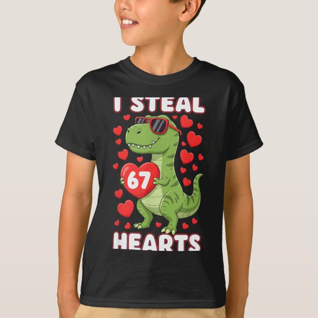 I Steal Hearts 67 Trex Kids Valentines Meme Six Se T Shirt (Framsida)