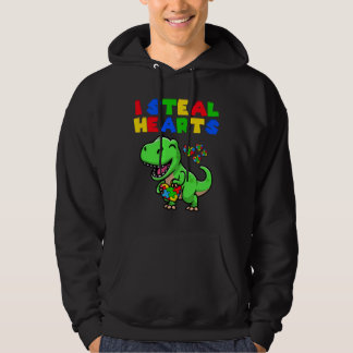 I Steal Hearts Autism Awareness Puzzle Rex Dinosau Hoodie