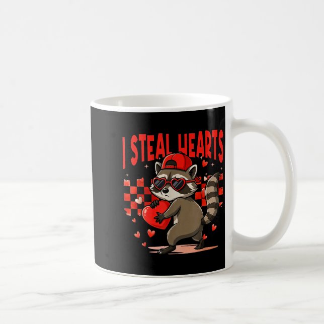 I Steal Hearts Design Raccoon Valentine Day Retro  Kaffemugg (Höger)
