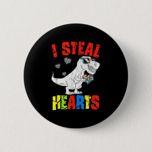 I Steal Hearts Dinosaur Autism Awareness Småbarn B Knapp