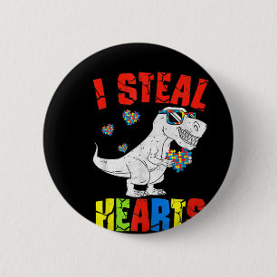 I Steal Hearts Dinosaur Autism Awareness Småbarn B Knapp