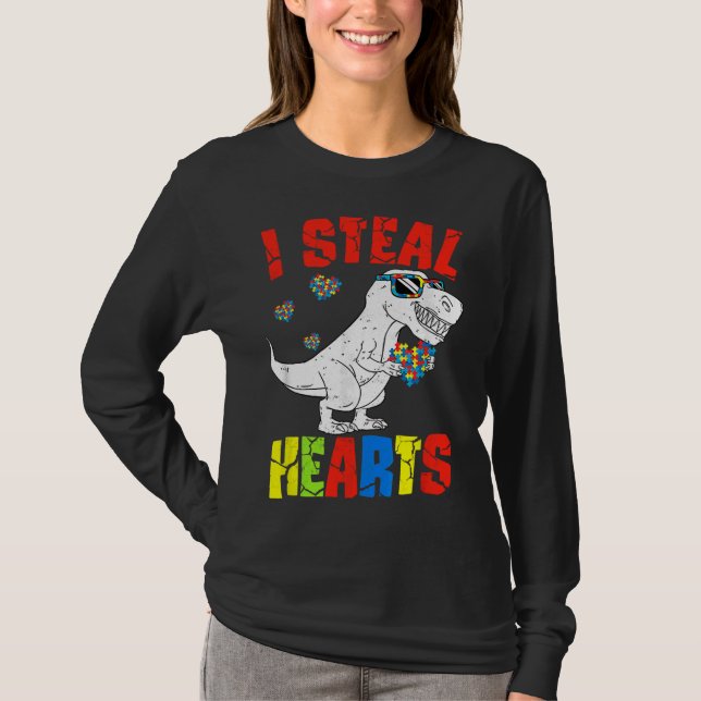 I Steal Hearts Dinosaur Autism Awareness Småbarn B T Shirt (Framsida)