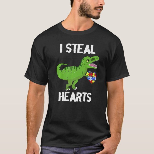 I Steal Hearts Dinosaur Autism Awareness Toddler B T Shirt (Framsida)
