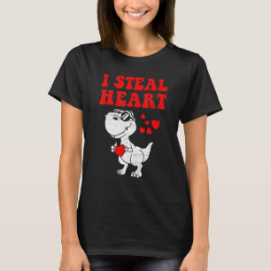 I Steal Hearts Dinosaur Dino Rex Valentines day Bo T Shirt