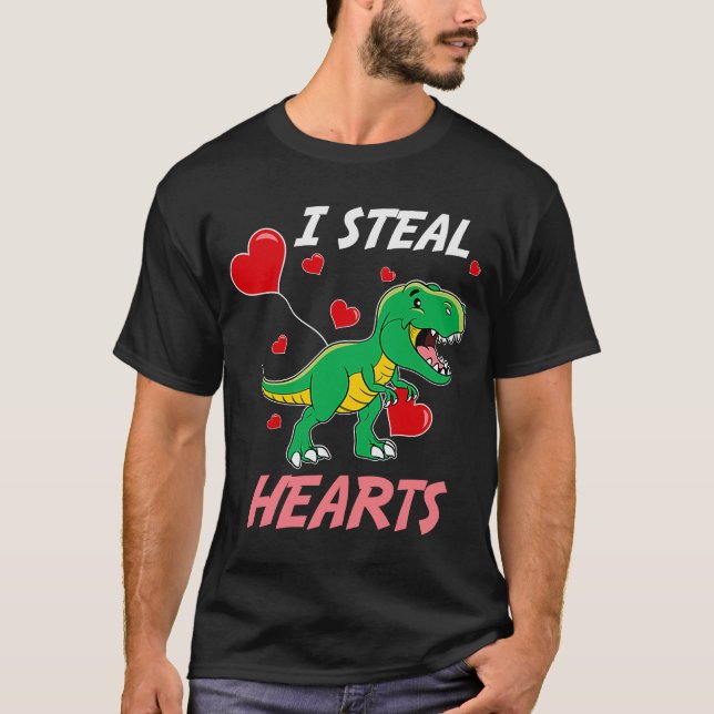 I Steal Hearts Dinosaur Kids design Prehistorisk D T Shirt (Framsida)