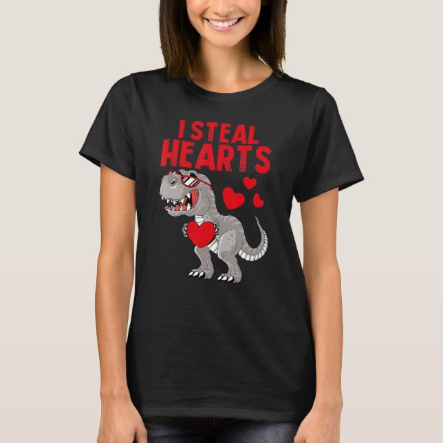 I Steal Hearts Dinosaur Valentines Day For Toddler T Shirt (Framsida)
