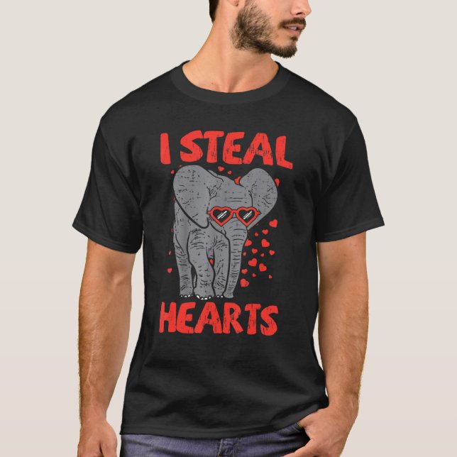 I Steal Hearts Elephant Pappa Mamma Kid Animal Lov T Shirt (Framsida)