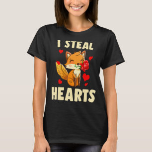 I Steal Hearts Fox Animal Valentines day Kids Boys T Shirt