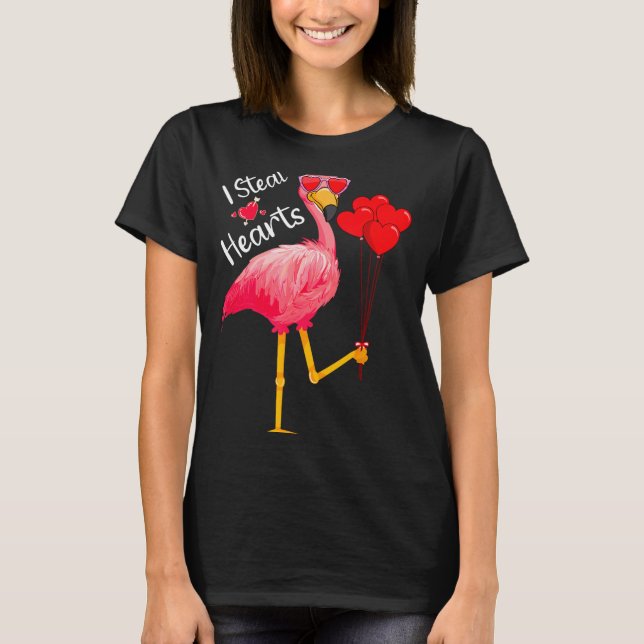 I Steal Hearts Funny Flamingo Lover Valentine's Da T Shirt (Framsida)
