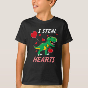 I Steal Hearts futtiga Dinosaur t Rex Valentines d T Shirt