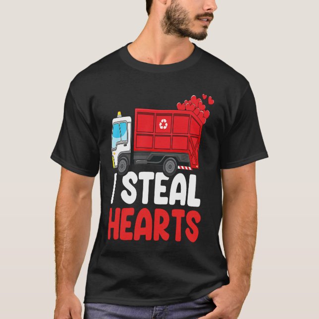 I Steal Hearts Garbage Truck Valentines Day  For F T Shirt (Framsida)