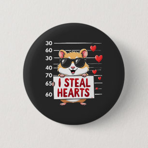 I Steal Hearts Hamster Älskare Alla hjärtans dag Knapp