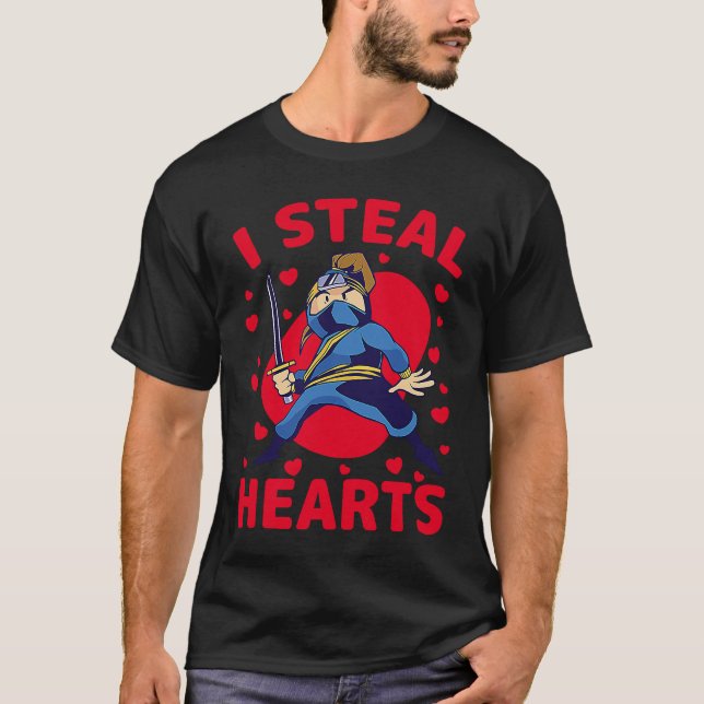 I Steal Hearts Ninja Boys Valentines Day Toddler   T Shirt (Framsida)
