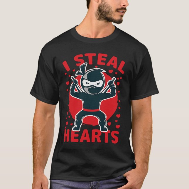 I Steal Hearts Ninja Boys Valentines Day Toddler T Shirt (Framsida)