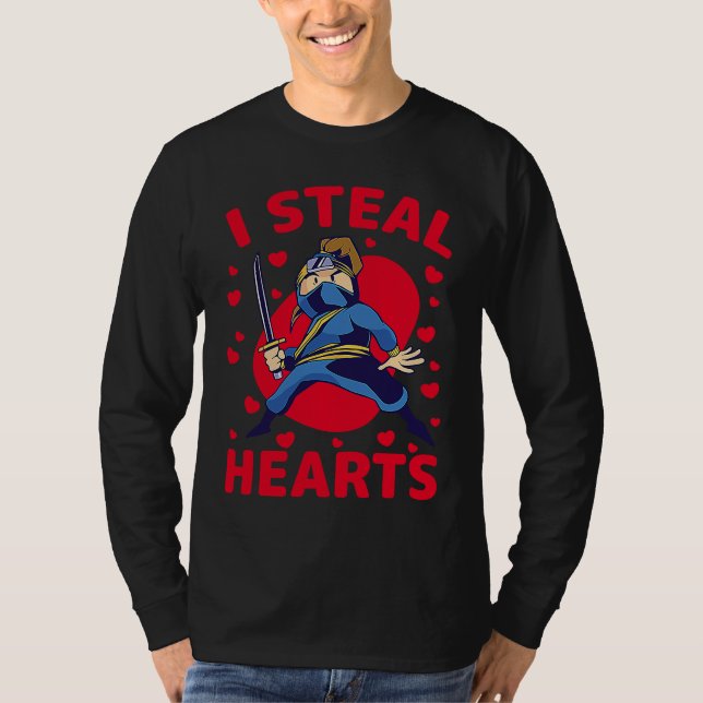I Steal Hearts Ninja Boys Valentines Day Toddler   T Shirt (Framsida)