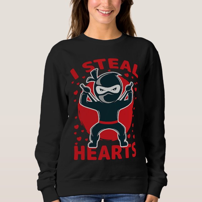 I Steal Hearts Ninja Boys Valentines Day Toddler T Shirt (Framsida)