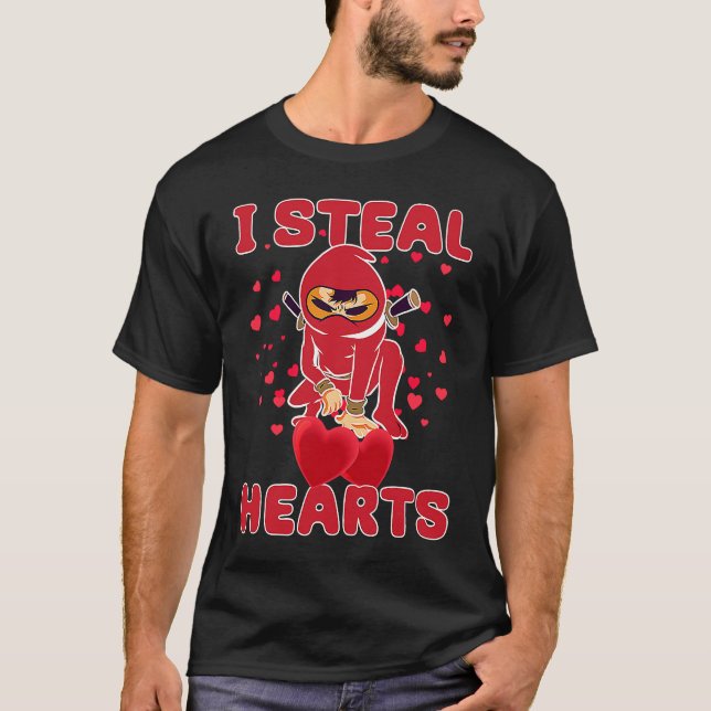I Steal Hearts Ninja Boys Valentines Day Toddler   T Shirt (Framsida)