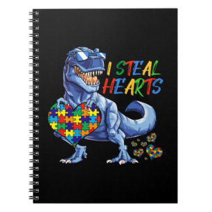 I Steal Hearts Puzzle Autism Awareness Dinosaurs Anteckningsbok