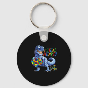 I Steal Hearts Puzzle Autism Awareness Dinosaurs Nyckelring