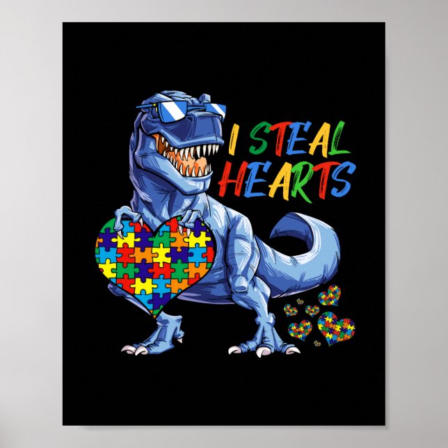 I Steal Hearts Puzzle Autism Awareness Dinosaurs Poster (Framsidan)
