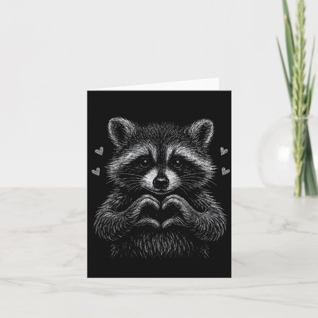 I Steal Hearts Raccoon Valentines Racoon Meme Grap Kort (Framsida)