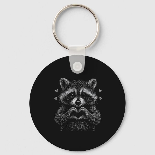 I Steal Hearts Raccoon Valentines Racoon Meme Grap Nyckelring (Framsida)