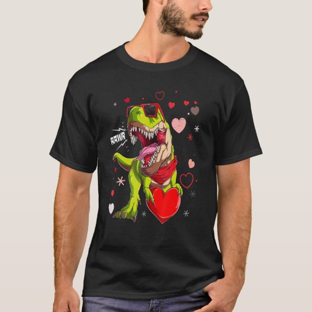 I Steal Hearts T rex Dinosaur Valentines Day Men K T Shirt (Framsida)