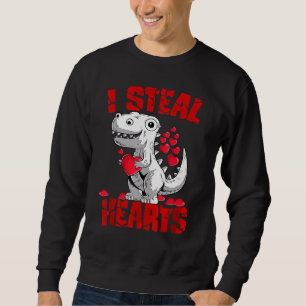 I Steal Hearts T Rex Dinosaur Valentines day Toddl Lång Ärmad Tröja