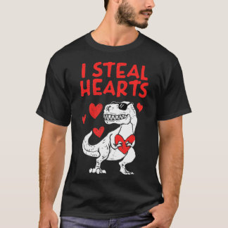 I Steal Hearts Tre Dino Valentines day Småbarn Kid T Shirt