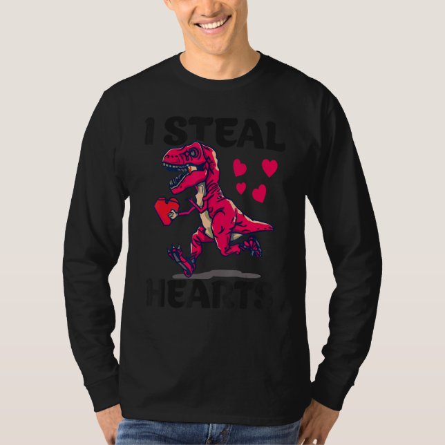 I Steal Hearts Trex Dino Baby Boy Valentines Day T T Shirt (Framsida)