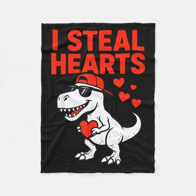 I Steal Hearts Trex Dino Baby Boy Valentines Toddl Fleecefilt (Framsidan)