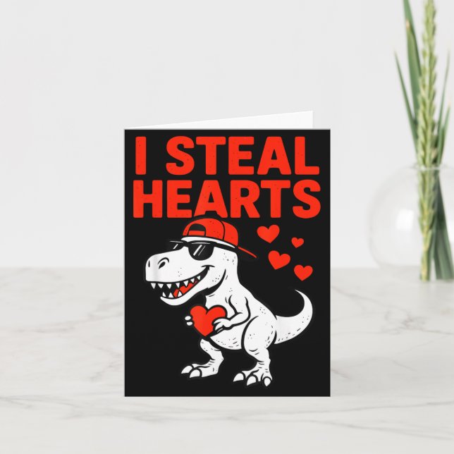 I Steal Hearts Trex Dino Baby Boy Valentines Toddl Kort (Framsida)