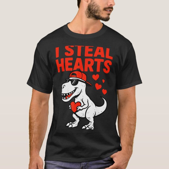 I Steal Hearts Trex Dino Baby Boy Valentines Toddl T Shirt (Framsida)