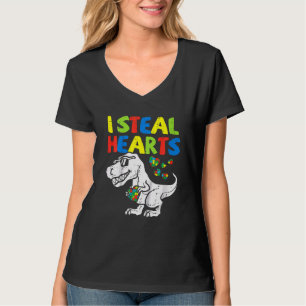 I Steal Hearts Trex Dinosaur Småbarn Autism Awaren T Shirt