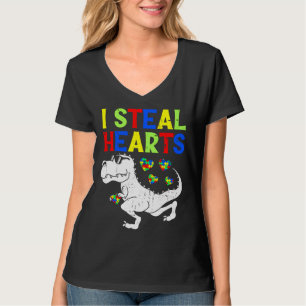 I Steal Hearts Trex Dinosaur Småbarn Autism Awaren T Shirt