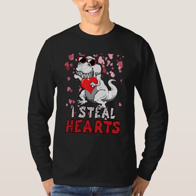 I Steal Hearts Trex Dinosaur Valentines Day Boys K T Shirt (Framsida)