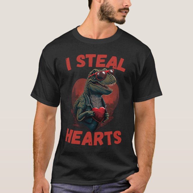 I Steal Hearts Trex lovely Cute Baby Valentines Da T Shirt (Framsida)