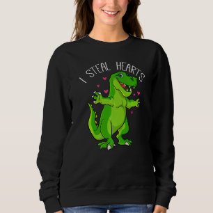 I Steal Hearts Valentines day Dinosaur Boys Valent T Shirt