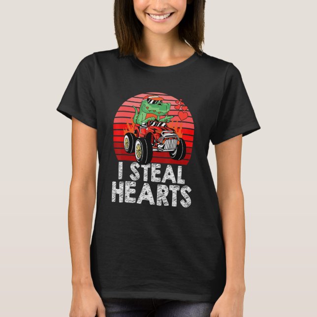 I Steal Hearts Valentines day Kärlek Rex Dinosaur  T Shirt (Framsida)