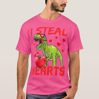I Steal Hearts Valentines day T Rex Dinosaur Shirt T Shirt