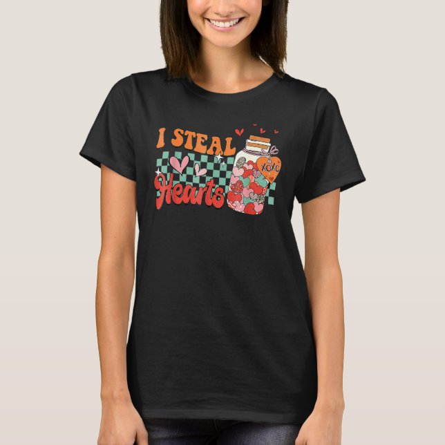 I Steal Hearts Xoxo Retro Groovy Valentines Day Dr T Shirt (Framsida)