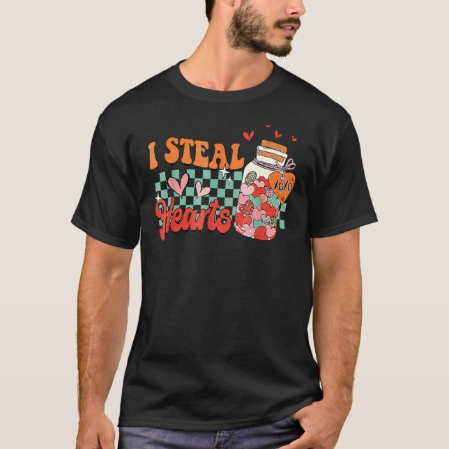 I Steal Hearts Xoxo Retro Groovy Valentines Day Dr T Shirt (Framsida)