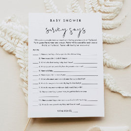 I STELLA Baby Shower Survey visas spelkort Inbjudningar