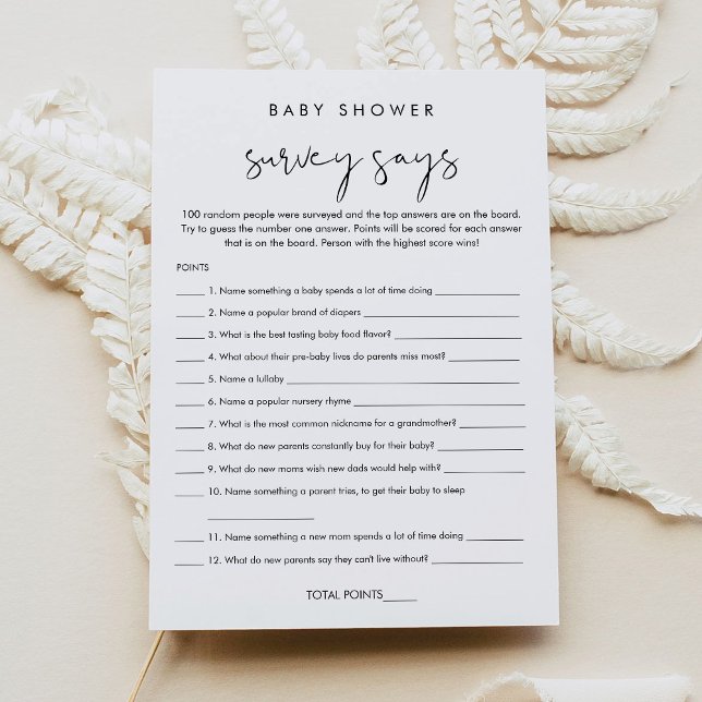 I STELLA Baby Shower Survey visas spelkort Inbjudningar (Skapare uppladdad)