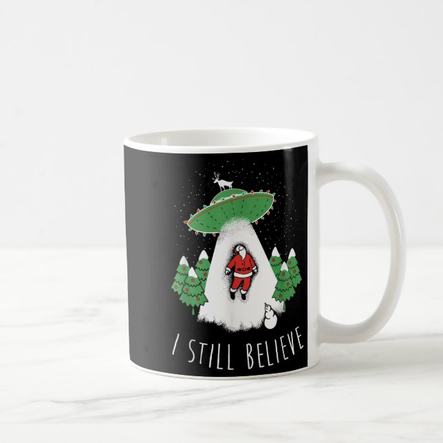 I Still Believe Santa Claus Alien Spaceship Funny  Kaffemugg (Höger)