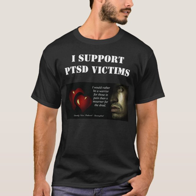 I Stöd till PTSD-offren Mörk Manar Tshirt T Shirt (Framsida)