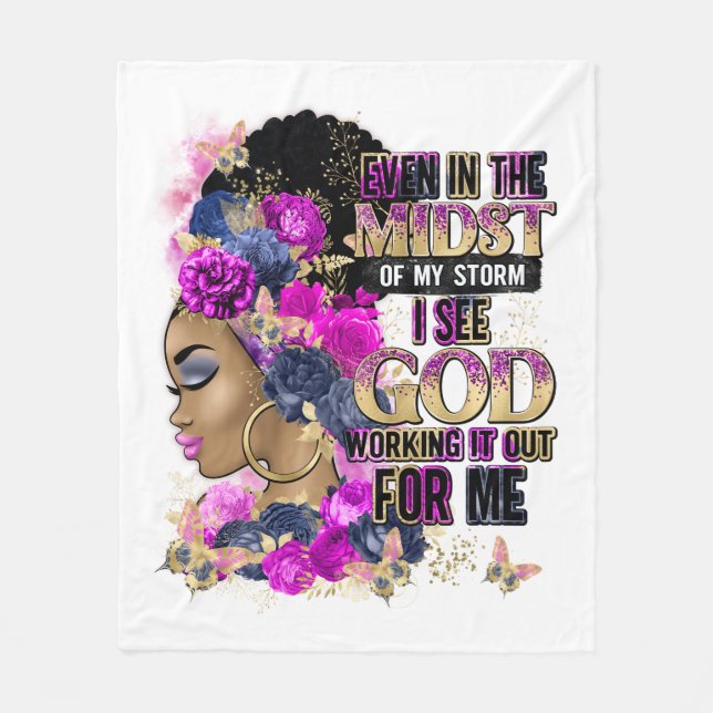 I Storm Queen Black Melanin Woman Brown Skin Fleecefilt (Framsidan)