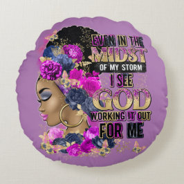 I Storm Queen Black Melanin Woman Brown Skin Rund Kudde